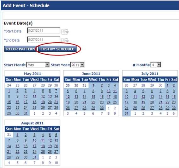 your event series to create your custom schedule.