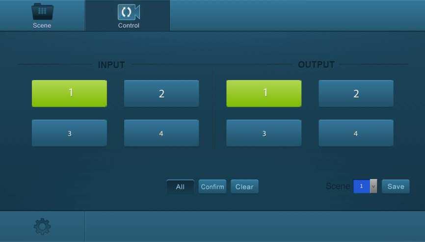 5.3.3.2 Control Menu Click Control to enter the following GUI screen, it provides intuitive I/O connection switching.