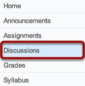 How do I start a Discussion? Creating and starting a Discussion in your course is straightforward. Open Discussions Click the Discussions link. Start a Discussion Click the Start a Discussion button.