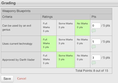 Use Rubrics for Grading SpeedGrader also supports the use of Rubrics, which can help you communicate your expectations for any given assignment,