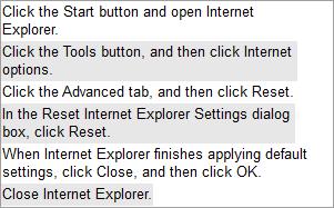 /Reference: : Take the following steps to reset Internet