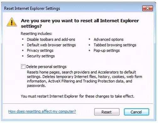 5. When Internet Explorer finishes applying default settings, click Close, and then click OK. 6.