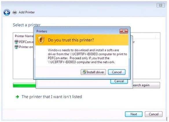 5. Install the printer driver on the computer by clicking Install driver. 6. Complete the additional steps, and then click Finish. QUESTION 43 David works as a Server Administrator for www.company.