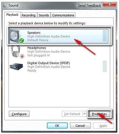 Use this device to enable Speakers in the Device usage dropdown list at the