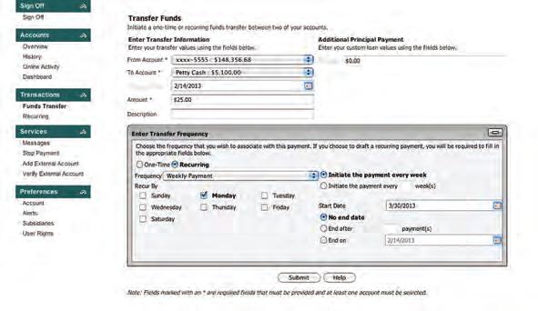 Recurring Transfers Bill Pay Overview Do you wish you could remember to transfer money to your savings account each month?