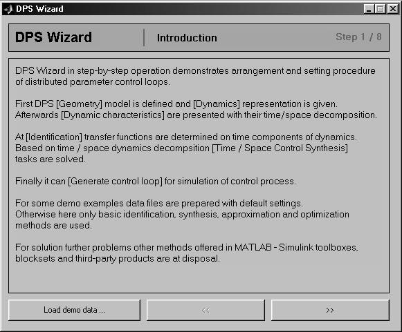 Fig. 10 Block DPS Wizard of the DPS Blockset for MATLAB & Simulink The block Tutorial presents methodological framework for formulation and solution of distributed parameter systems of control.