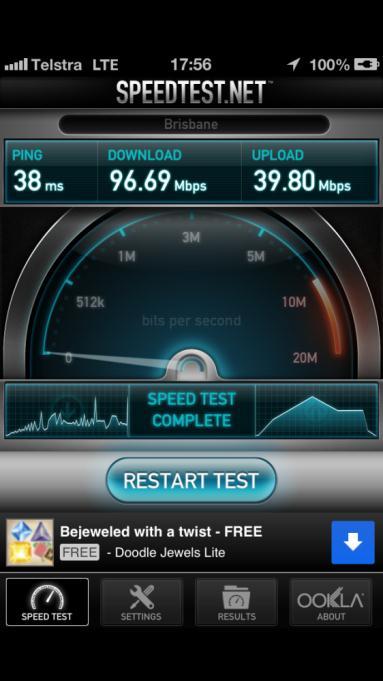 Android Devices While online speed test sites are not always robust, these sample results
