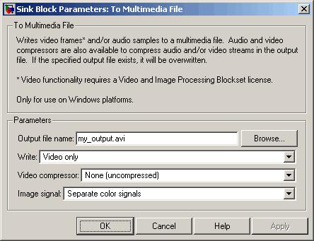 Working with Multimedia Files 4 Use the To Multimedia File block to export the video to a multimedia file.