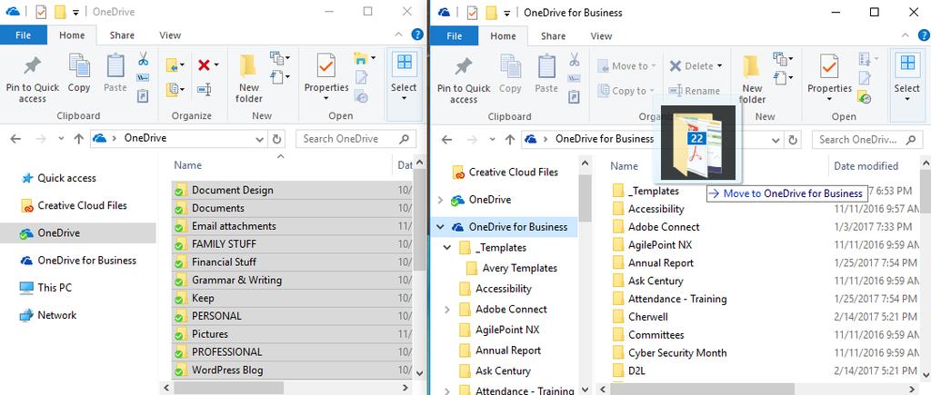 Transfer Files from One OneDrive Account to Another At this time, the best way to transfer files from one OneDrive (personal and/or business) account to another is by: Syncing both OneDrive accounts