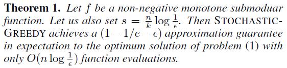 Lazier Than Lazy Greedy Random Sampling Cardinality Constraint Analysis: (1-1/e-ε) approximation 16 Mirzasoleiman,