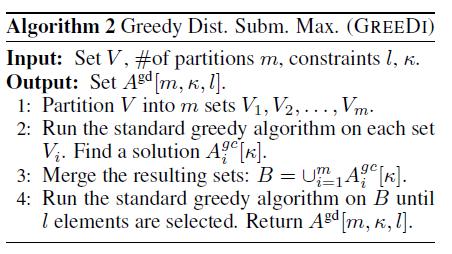 Distributed Submodular Maximization I Greedy Algorithm for the submodular function 25 Mirzasoleiman, Baharan, Amin Karbasi, Rik