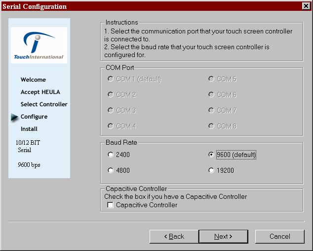 If you are using a PS/2 controller solution, select the PS/2 controller interface option to load the appropriate device driver.