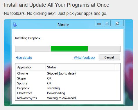 Download and install programs We use a website called NINITE