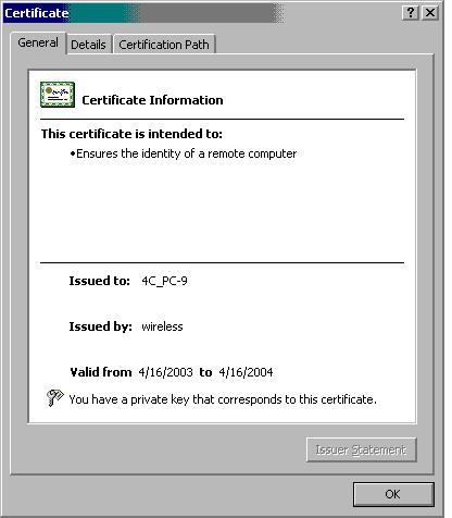 To inspect the currently configured server certificate, click View from Figure 13 and the