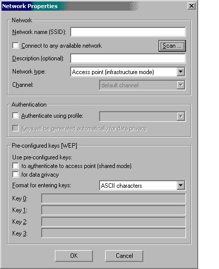 If known, type the Network Name (SSID) into the Network Name (SSID) field, or pick the network by clicking Scan to scan all networks