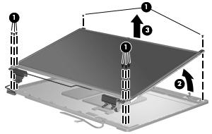 11. Lift the display panel as far as the display panel cable allows (3). 12.