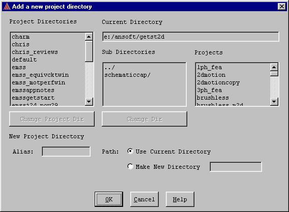 Create a Project Directory The first step in using Maxwell SV to solve a problem is to create a project directory and a project in which to save all the data associated with the problem.