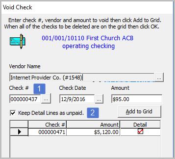 VOIDING A CHECK You can void any checks that have been entered and finalized within the Accounts Payable module.