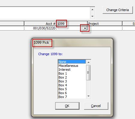 Correct 1099 Information When an invoice is entered and paid to a Vendor without using the proper 1099 classification, you can correct this in the Inquiries section.