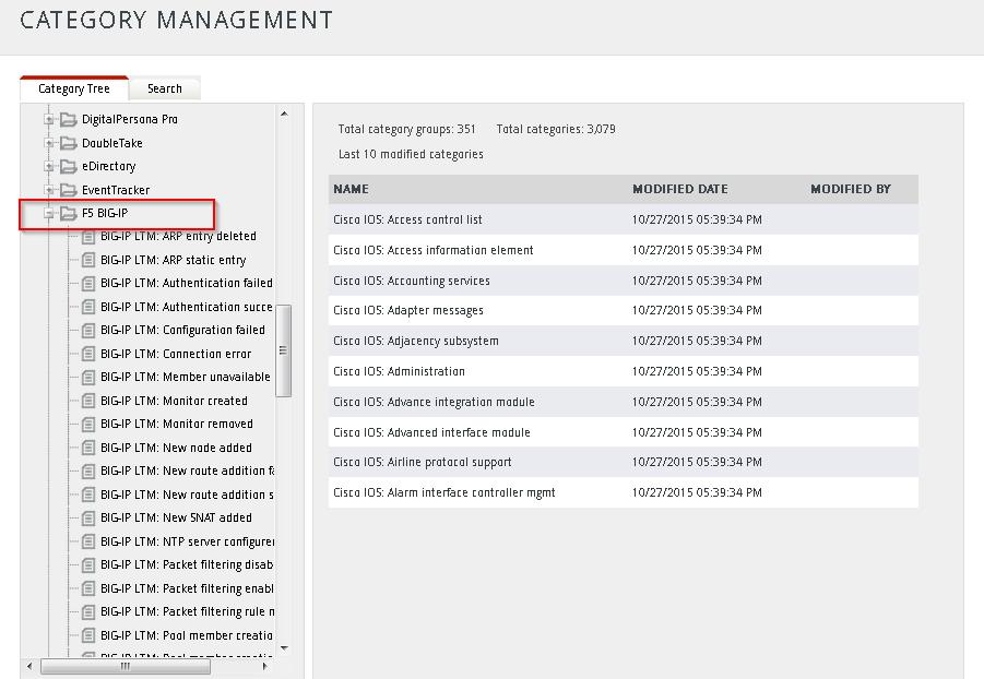 Verify F5 BIG-IP LTM knowledge pack in EventTracker Verify Categories 1. Logon to EventTracker Enterprise. 2. Click the Admin menu, and then click Category. 3.