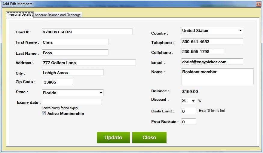 Fig 3 Adding money to a member account Adding money is not required at this time.