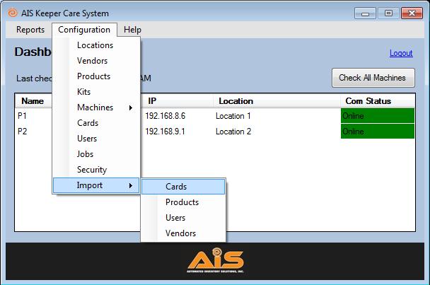 AIS Keeper Care System Data Manager User Manual 19 IMPORT MANAGER Import feature can be used to speed up the process of setting up new Keeper Care software.
