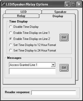 Set NMR Display This command allows you to customize the time display and messages that appear on the NMR reader LCD. There are five different options to customize the time display.