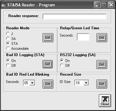 Program Reader The STA/SA has a variety of features available to enable or disable, or values to change. The Program Reader command allows you to easily set up some of these features.