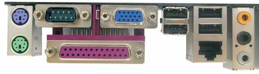 .4 I/O Panel 2 3 4 5 6 0 9 8 7 PS/2 Mouse Port (Green) 6 Microphone (Pink) 2 USB 2.0 Ports (USB23) 7 USB 2.