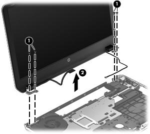 10. Remove the display assembly (2). 11.