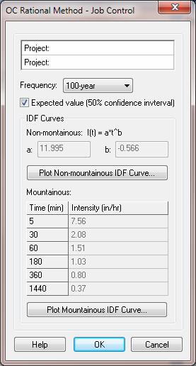 3. Select OC Rational Job Control Figure 4-1: Job Control dialog 4. Change the Frequency to 100-year 5. Toggle on Expected value 6.