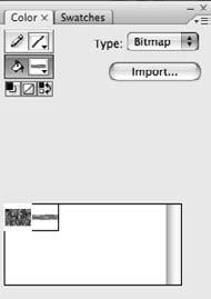 3 In the Color window, change the fill Type from Solid to Bitmap. Any bitmaps imported into your project will be available to use as a fill. Select the bitmap that you want to use (see right).