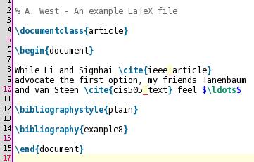tex We use the \cite{} command just like \ref{}