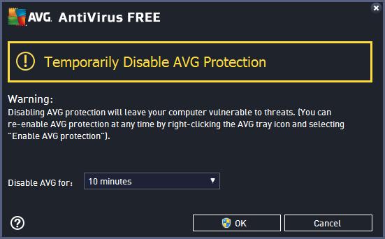 How to disable AVG protection Mark the Temporarily disable AVG protection checkbox, and confirm your choice by pressing the Apply button In the newly open Temporarily disable AVG protection dialog