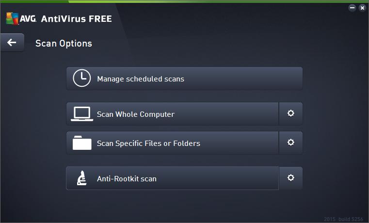 10. AVG Scanning By default, AVG AntiVirus Free Edition 2015 does not run any scans, as after the initial one (that you will be invited to launch), you should be perfectly protected by the resident