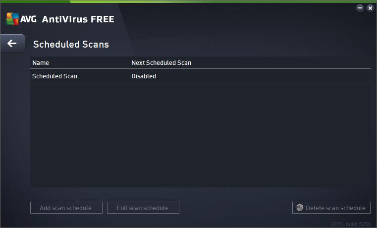 10.4. Scan Scheduling With AVG AntiVirus Free Edition 2015 you can run scan on demand (for instance when you suspect an infection has penetrated your computer) or based on a scheduled plan.