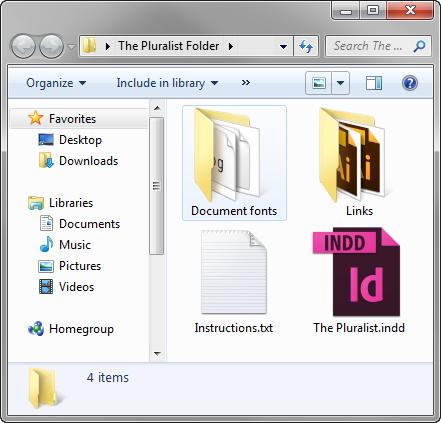 10. Close or minimize InDesign. Navigate to the folder on your system where you placed the package (Figure 15).