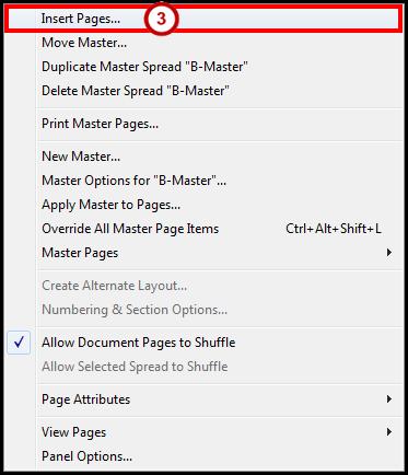 Create a Page 1. Open the Pages panel from the Panels toolbar (See Figure 14). The Pages panel will appear. 2. Click on the Pages panel options menu (See Figure 14).