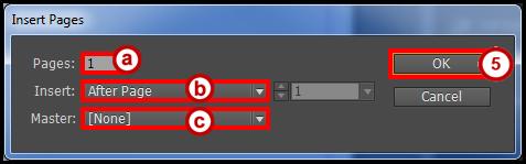 From the Insert Pages dialog window, set the following options: a. Pages - How many pages to insert in the document (See Figure 16). b.