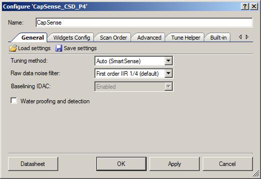 PSoC 4 Capacitive Sensing (CapSense CSD) PSoC Creator Component Datasheet Component Parameters Drag a CapSense CSD component onto your design and double-click it to open the Configure dialog.