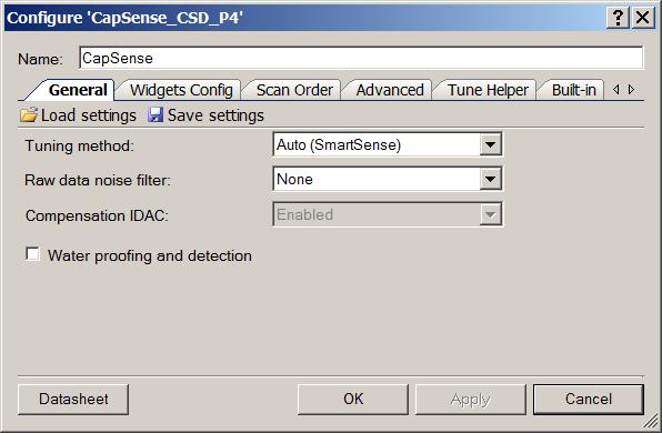 Change CapSense CSD parameters as required for your application.