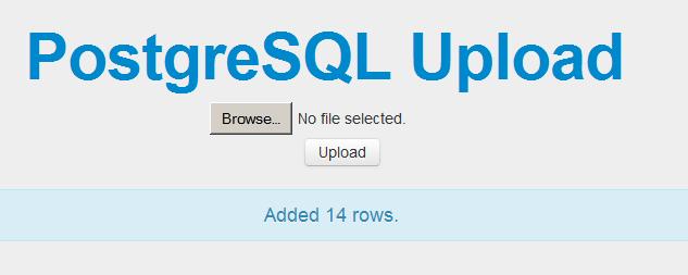 Figure 37 Output of PostgreSQL Upload application Congratulations!