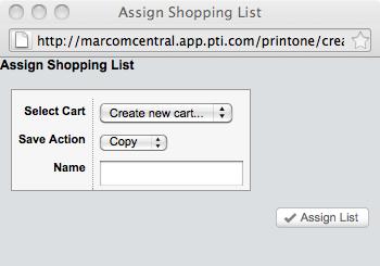 a name click Assign List button to save Order saved cart