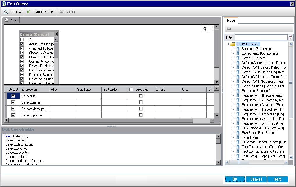 Chapter 4: Edit Query Dialog Box The Edit Query dialog box enables you to configure the Business View Excel report. To access 1. In the HP ALM tab in Excel, click Add or New Report. 2.