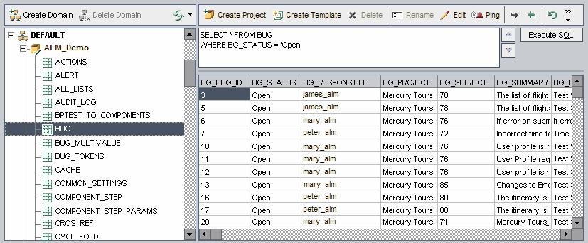 Chapter 4: Managing Projects To query a project: 1. In Site Administration, click the Site Projects tab. 2. In the Projects list, double-click a project. 3. Select a table.