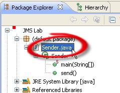 Walkthrough the Sender.java program 1. Double click Sender.java in Package Explorer to open the source code.