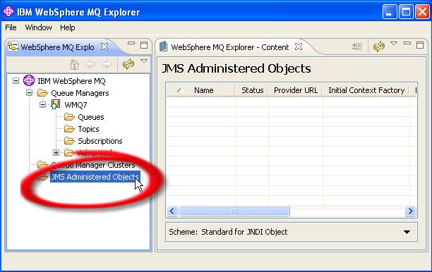 Create Administered Objects using MQ Explorer 1. Create a directory called C:\JMS for the JNDI Namespace location.