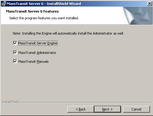 Install MassTransit Running the MassTransit Installer 1. Verify MySQL 5.0.78 is running as a service. Go to the Services window to verify via Start -> Programs -> Administrative Tools -> Services.