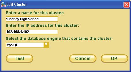 Note: Cluster names are limited to 50 characters in length. Cluster names will appear in the Clusters tab in the Master Cluster List for your reference. 4 Enter the new cluster s IP address.