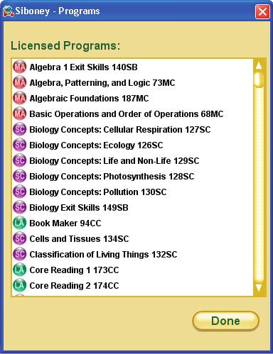 Managing Schools Viewing Licensed Programs You may view the programs licensed to a particular school in a cluster. The Login Options screen appears.